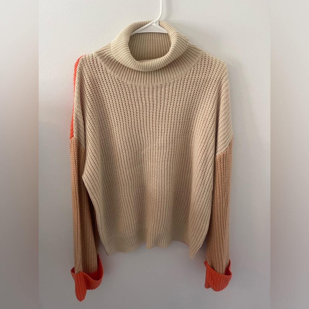Oversized multicolored turtleneck sweater